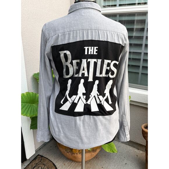 Zombie Killer Designs The Beatles Shirt XL Gray Chambray Button Down Long Sleeve - Picture 10 of 10
